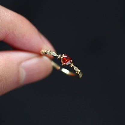 Simple Love Red Zircon Ring