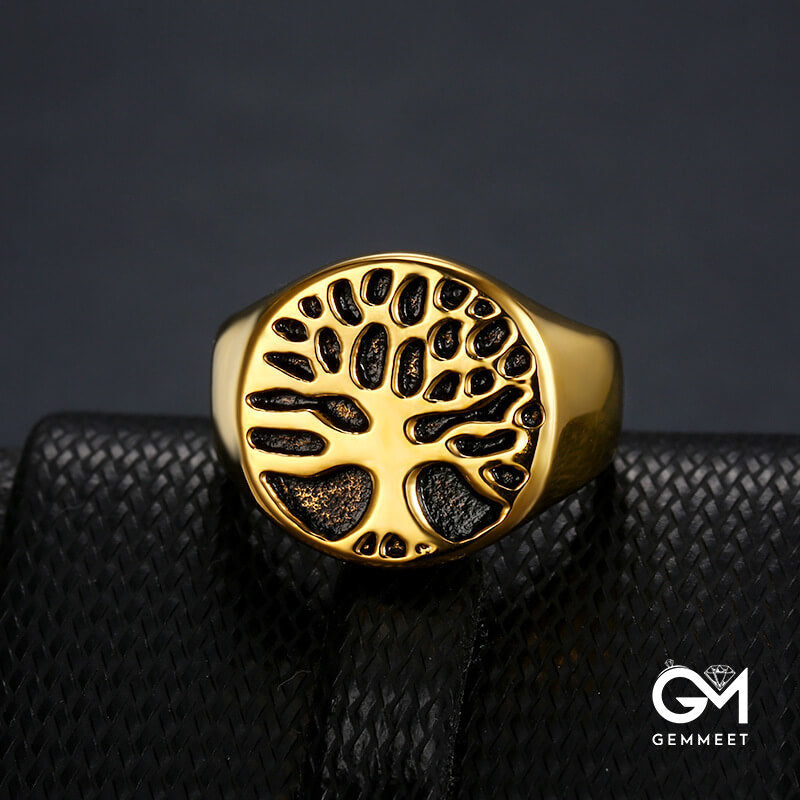 Tree of Life Stainless Steel Leaf Ring