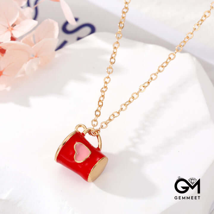 Creative Cute Colorful Heart Cup Necklace