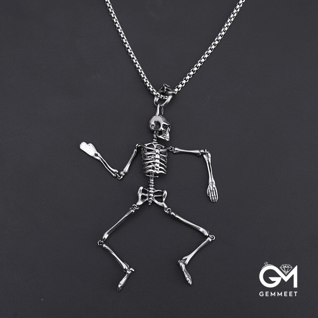 Stainless Steel Skull Skeleton Necklace