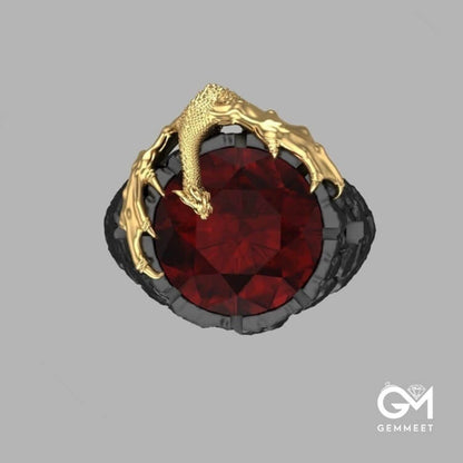 Punk Goth Rock Red Zircon Dragon Ring