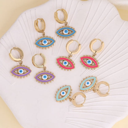 Color Epoxy Evil Eye Earrings