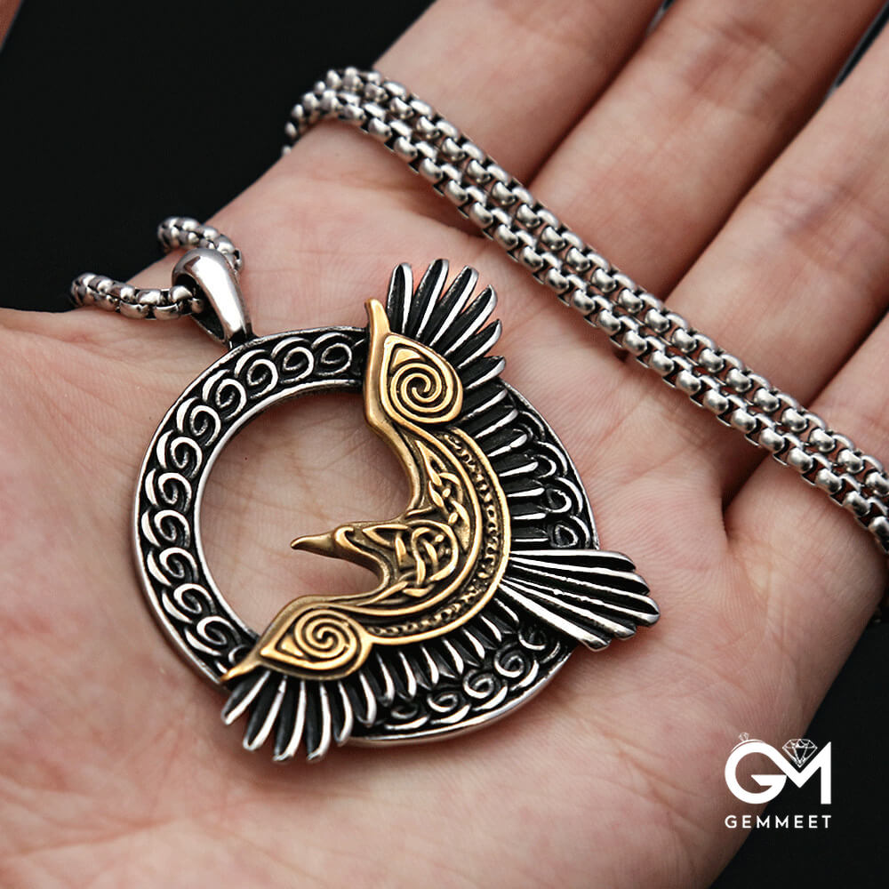 Vintage Titanium Steel Viking Eagle Necklace