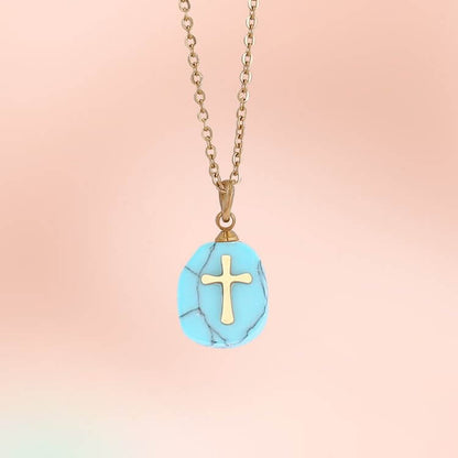 “Faith and Love" - Natural Crystal With Cross Necklace