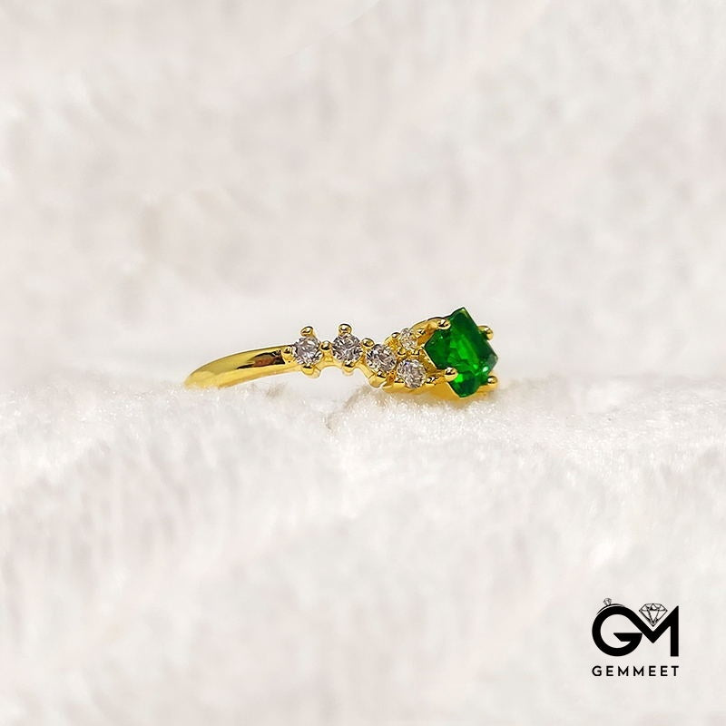 Vintage Green Zircon Gold Plated Ring