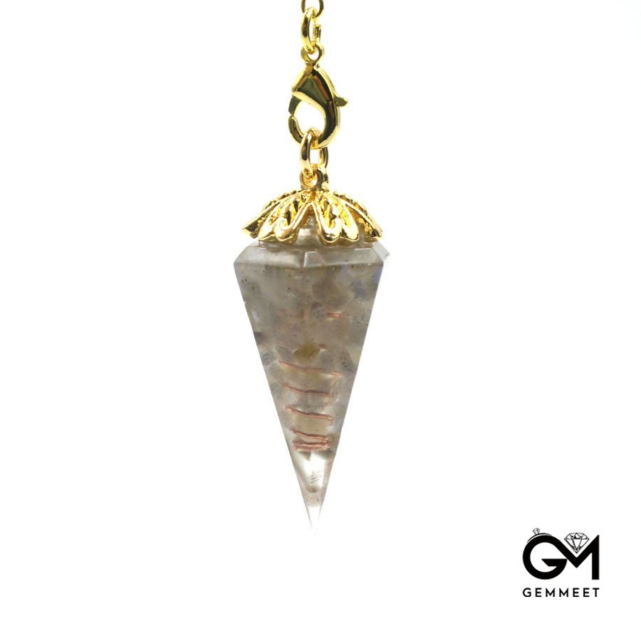 Crystal Stone Resin Conical Pendulum Pendants