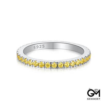 S925 Sterling Silver Yellow Zircon Ring