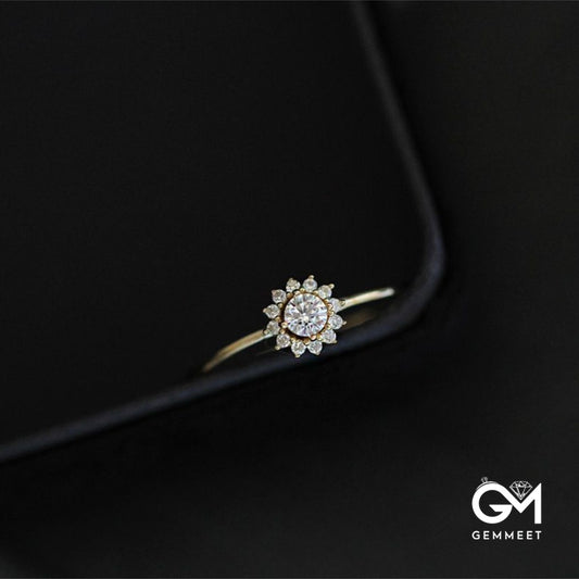 Delicate Flowers Encrusted with Zircon Ring