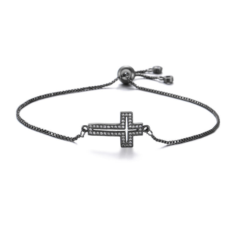 Hollow Cross Shape Full Stones Pendant Bracelet