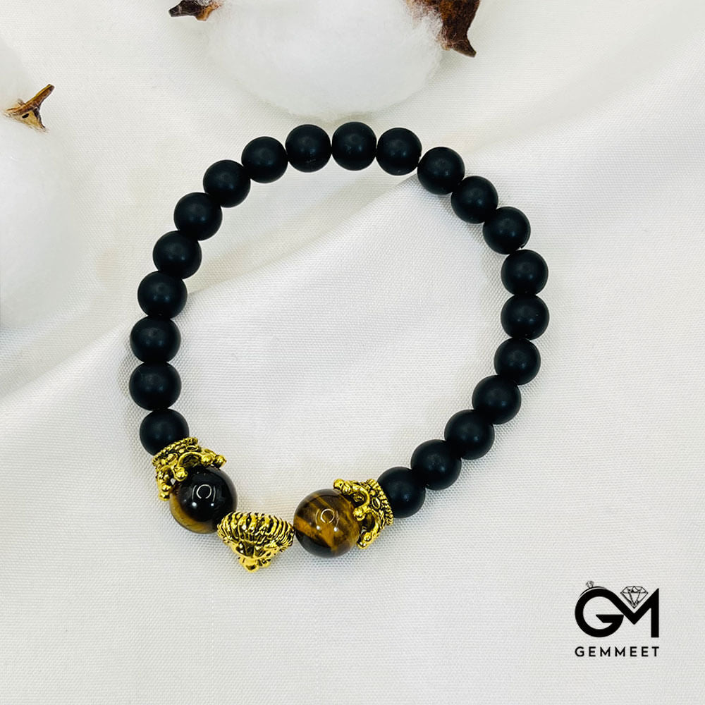 Crystal Tiger Eye Stone Lion Symbol Bracelet