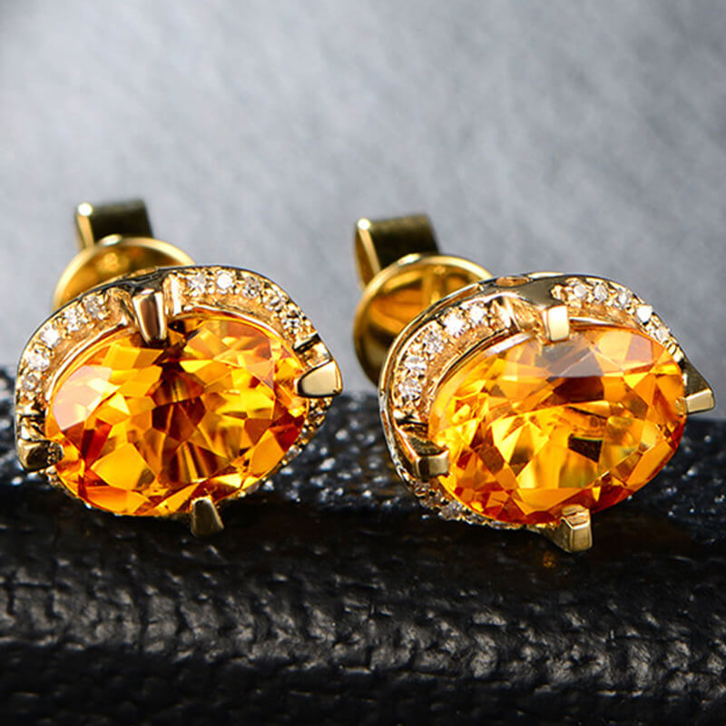 New Temperament High-end Round Citrine Earrings