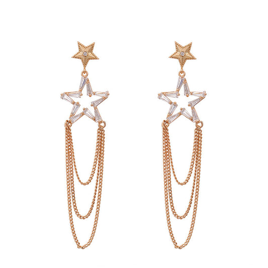 K-plated Gold Fashion Trendy Five-pointed Star Earrings