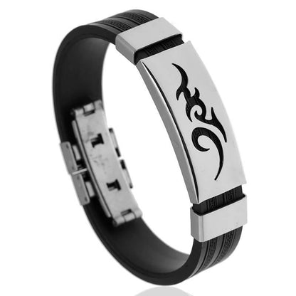 Personalized Fire Cloud Flame Silicone Stainless Steel Bracelet