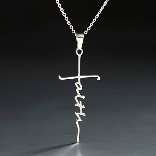 Cross Faith Word Church Prayer Necklace