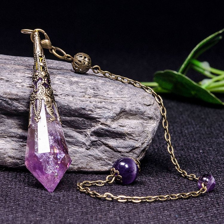 Natural Amethyst Retro Healing Pendulum