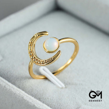 Moon Sun Accessory Moonstone Adjustable Ring