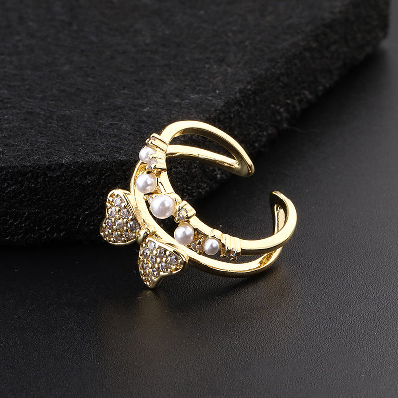 Niche Fashion Pearl Bow Ring