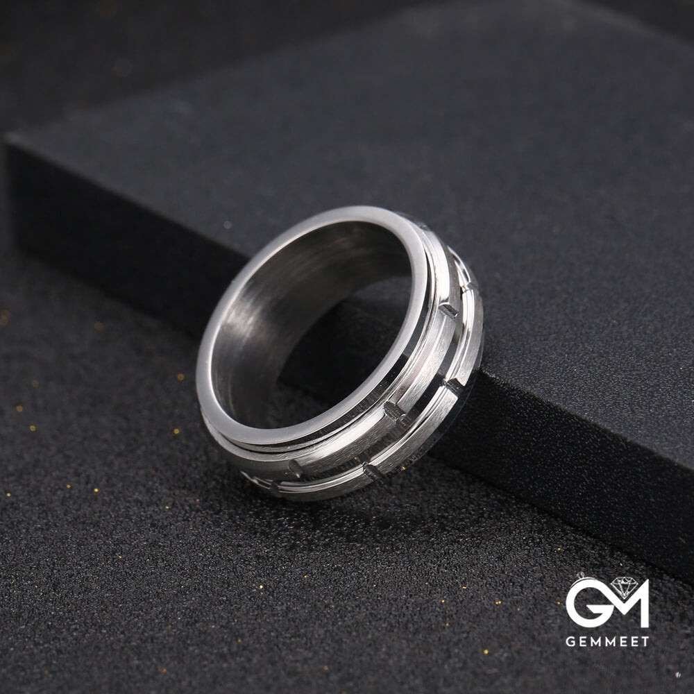 Stainless Steel Simple Turnable Punk Ring