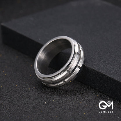 Stainless Steel Simple Turnable Punk Ring