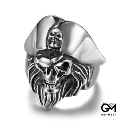 Stainless Steel One-eyed Beard Pirate Ring