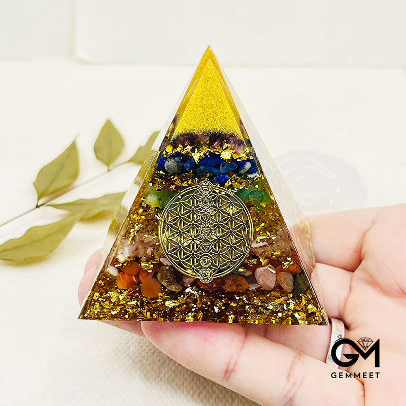 8CM Chakra Flower of Life Orgone Pyramid