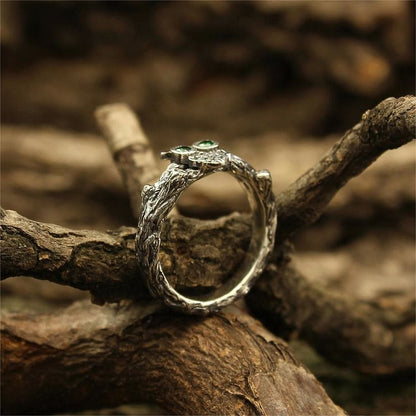 Emerald Owl On The Branch Engagement Ring