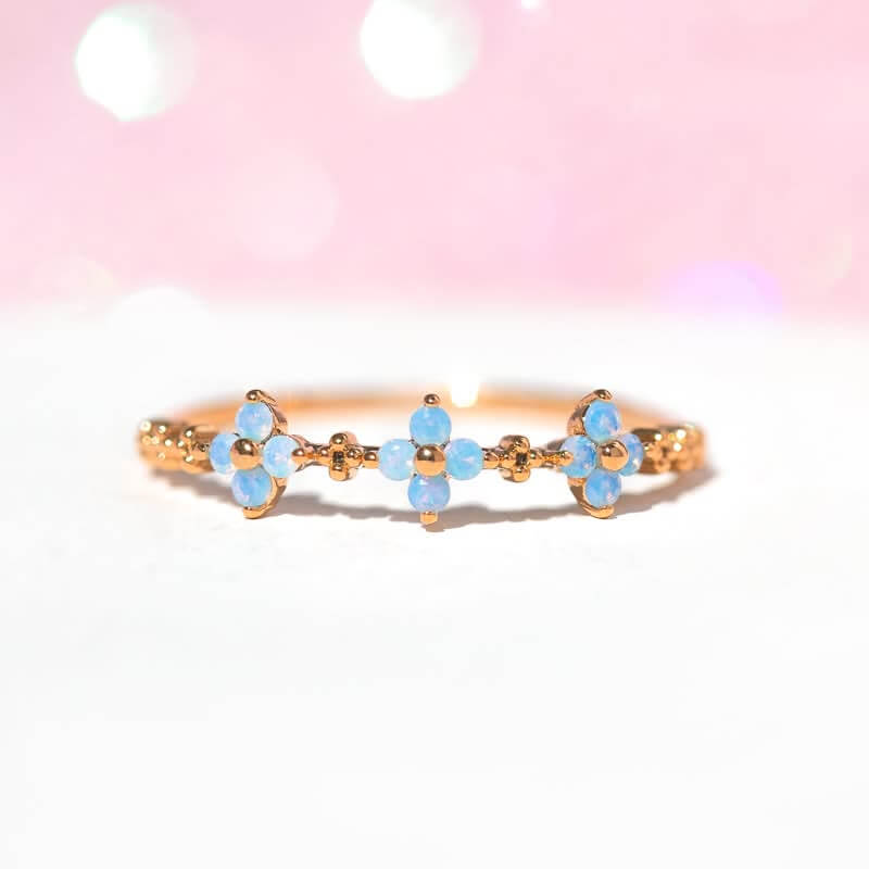 Women's Three Blue Blossom Ring