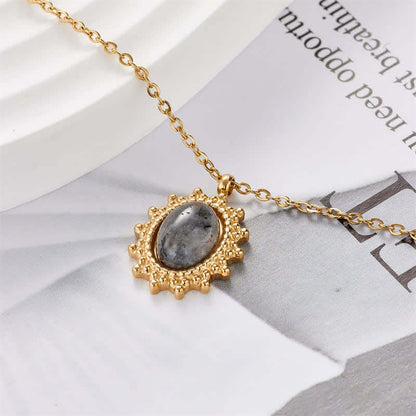 Labradorite Sun Retro Gemstone Necklace