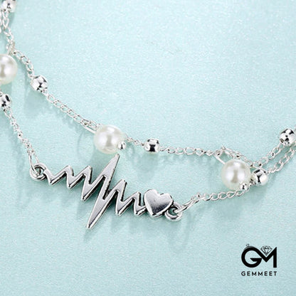 Bohemian Double Pearl ECG Anklet