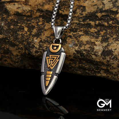 Stainless Steel Vintage Viking Arrowhead Charm Necklace