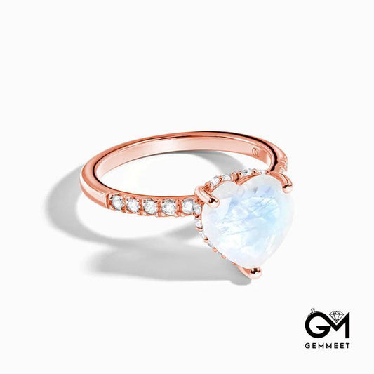 Full of Zircon Moonstone Rose Gold Ring