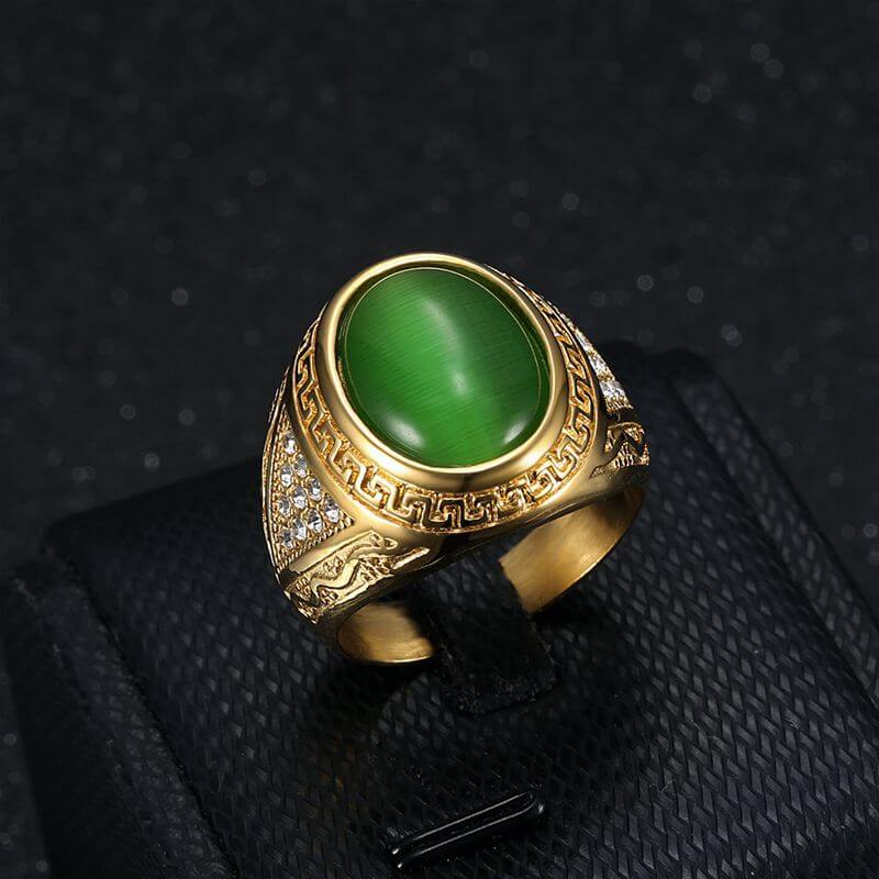 HIPHOP Gold-plated Zircon Opal Ring