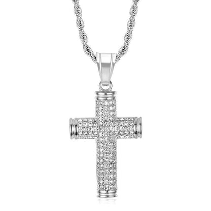 HIPHOP Jewelry Vacuum Gold-plated Zircon Cross Pendant