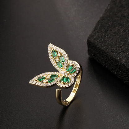 Niche Super Fairy Zircon Butterfly Ring