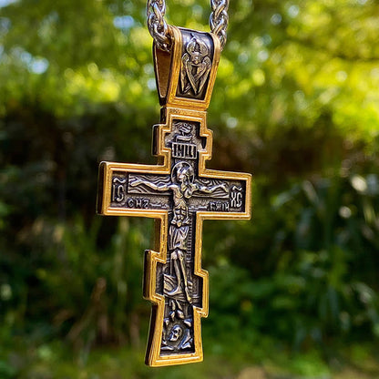 Large Antique Steel Cross Necklace