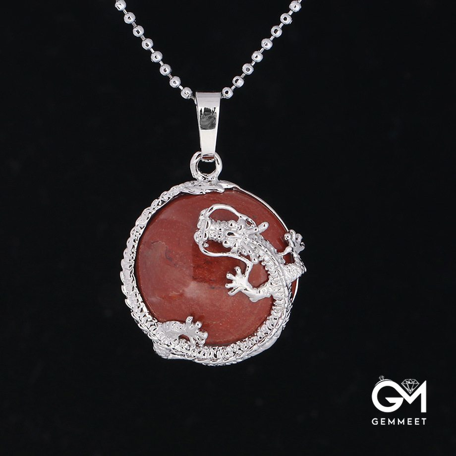 Red Jesper Stone Dragon Necklace