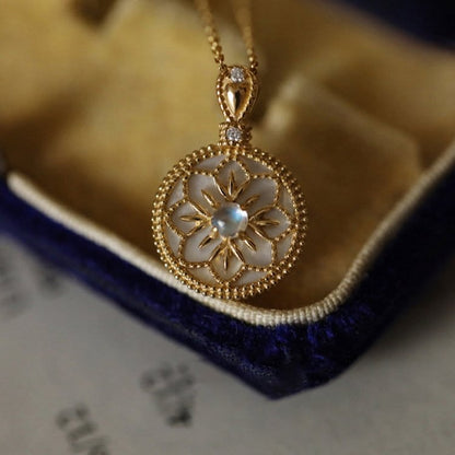 Natural Moonstone Floral Pendant Necklace