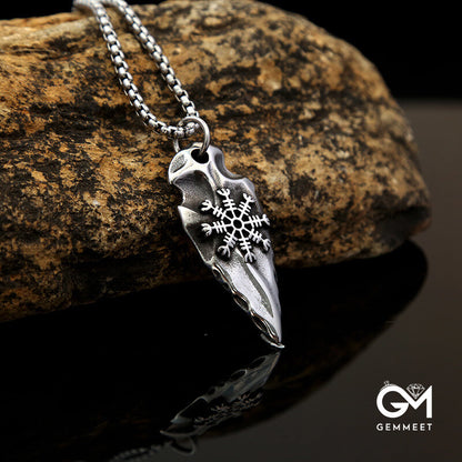 Titanium Steel Viking Arrow Rune Necklace