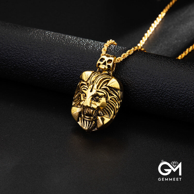 Stylish Square Lion Head Pendant Necklace