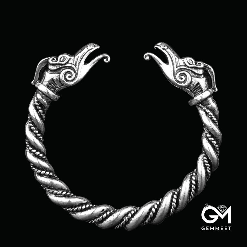 Two Wolf Symbol Two Headed Snake Pagan Bracelet