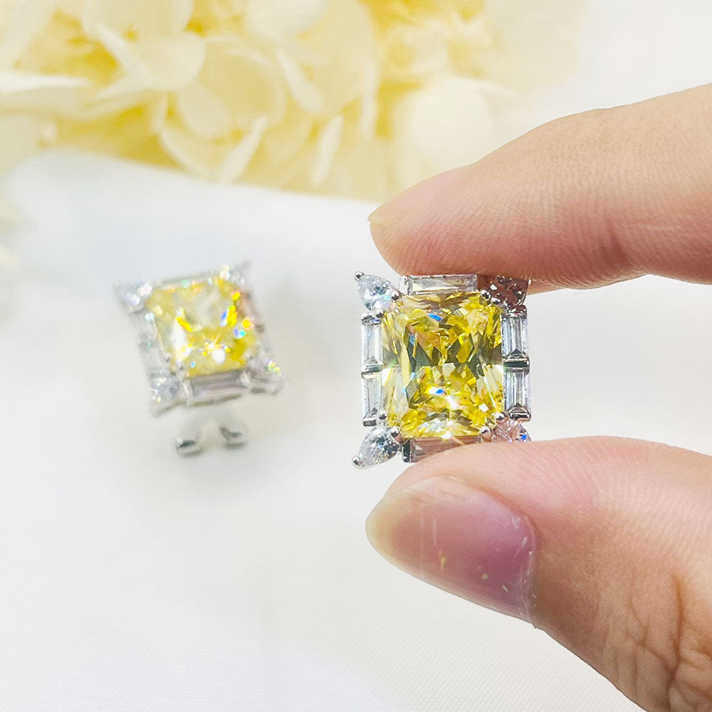 Square Candy Yellow Zircon Earring