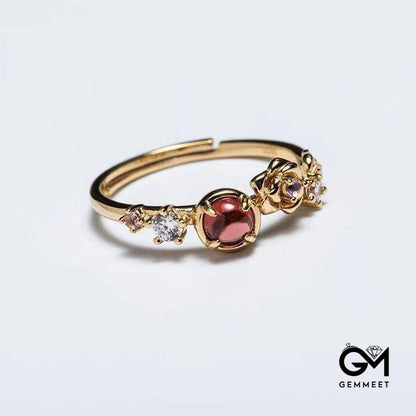 Garnet Rose Open Adjustable Ring