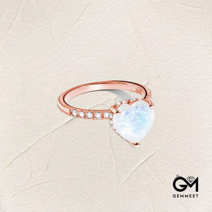 Full of Zircon Moonstone Rose Gold Ring