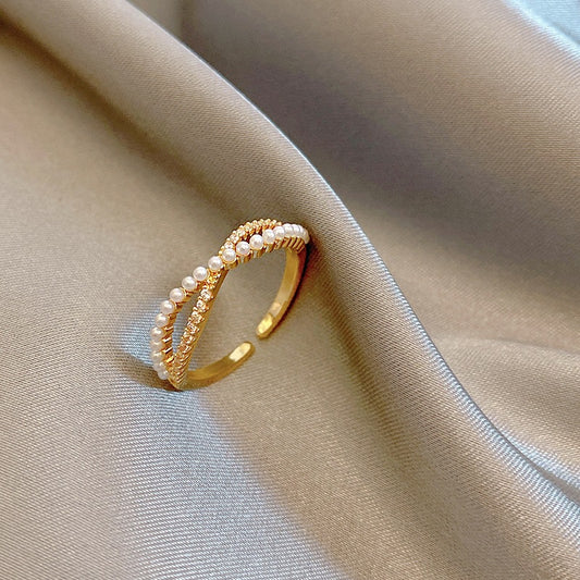 Temperament Pearl Adjustable Ring