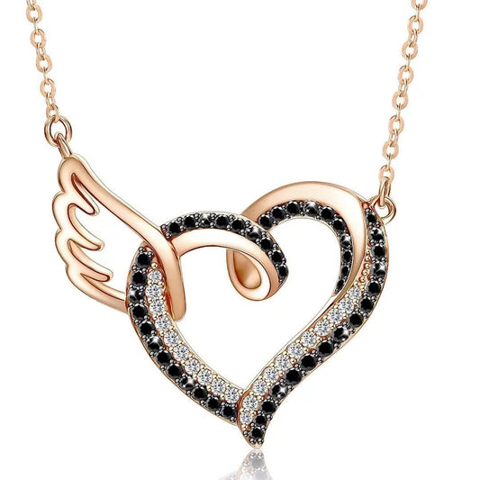 Heart With Wing Gold-plated Zircon Necklace