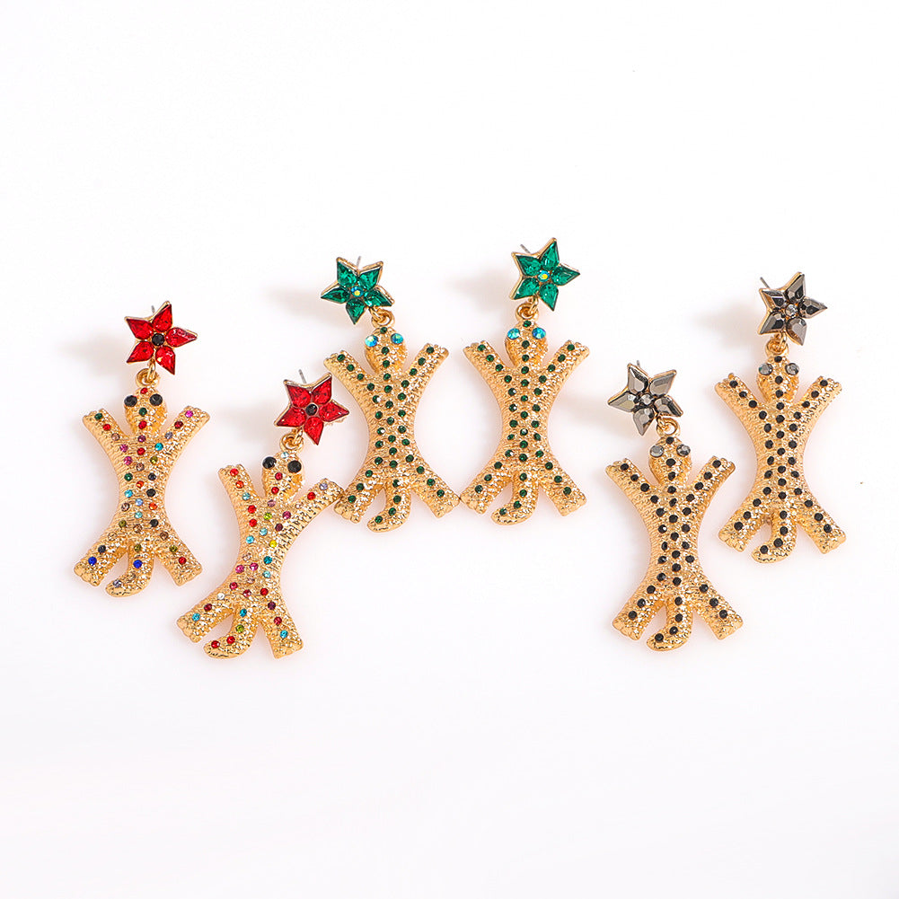 Animal Creative Alloy Inlaid Zircon Turtle Star Earrings