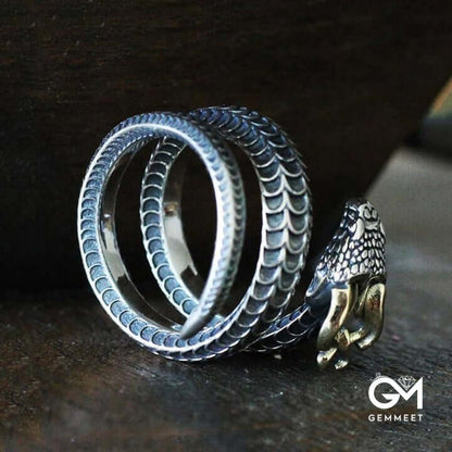 Powerful Norse Guardian: Jörmungandr Snake Ring