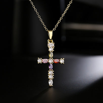 3 Style Full Stones Cross Pendant Necklace