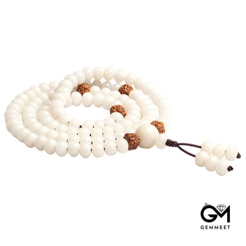 White Jade Bodhi 108 Beads Hand-held Rosary Bracelet