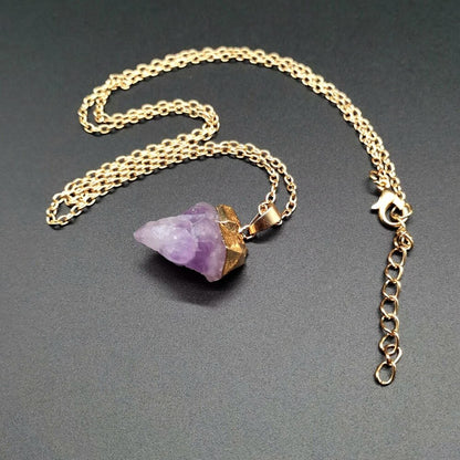 Amethyst Flower Gold-plated Crystal Necklace